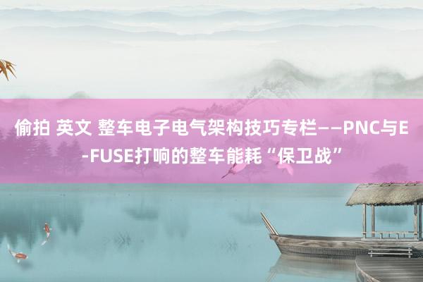 偷拍 英文 整车电子电气架构技巧专栏——PNC与E-FUSE打响的整车能耗“保卫战”