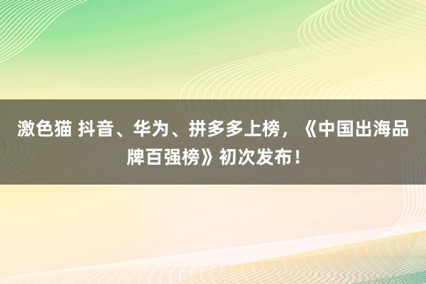 激色猫 抖音、华为、拼多多上榜，《中国出海品牌百强榜》初次发布！