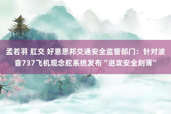 孟若羽 肛交 好意思邦交通安全监管部门:针对波音737飞机观念舵系统发布“进攻安全刻薄”