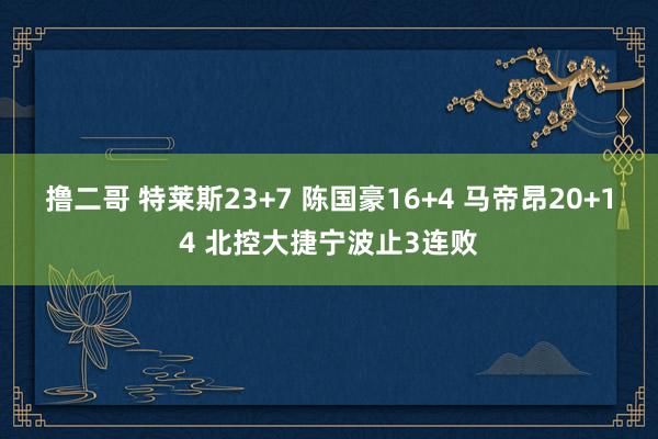 撸二哥 特莱斯23+7 陈国豪16+4 马帝昂20+14 北控大捷宁波止3连败