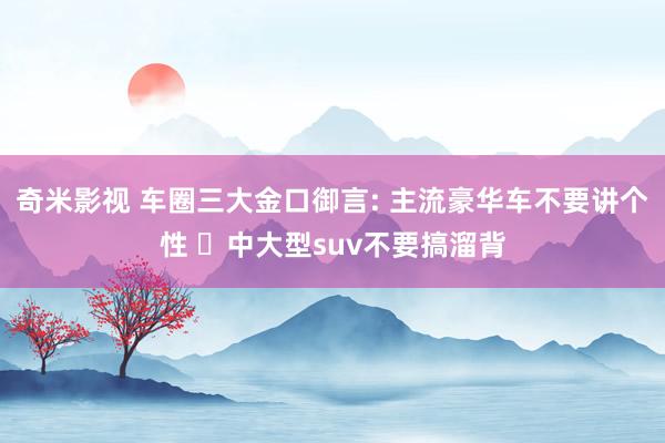 奇米影视 车圈三大金口御言: 主流豪华车不要讲个性 ​中大型suv不要搞溜背