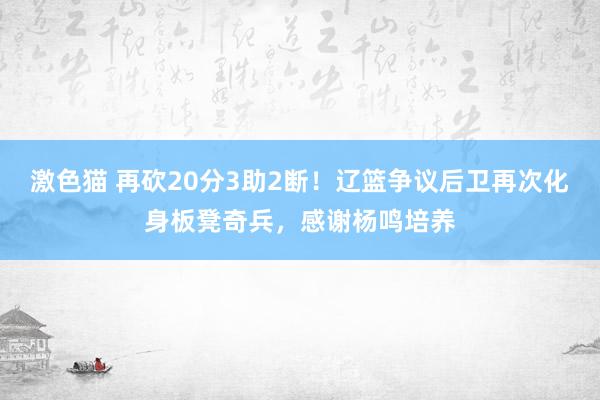 激色猫 再砍20分3助2断！辽篮争议后卫再次化身板凳奇兵，感谢杨鸣培养