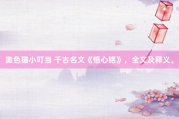 激色猫小叮当 千古名文《悟心铭》，全文及释义。