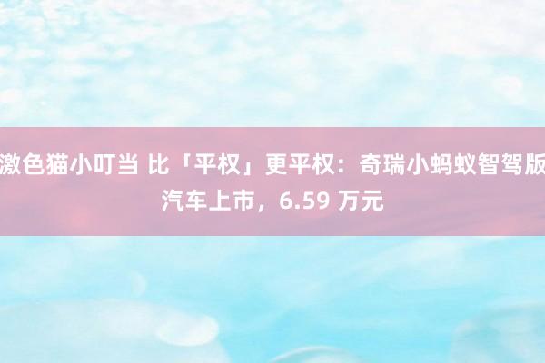 激色猫小叮当 比「平权」更平权：奇瑞小蚂蚁智驾版汽车上市，6.59 万元