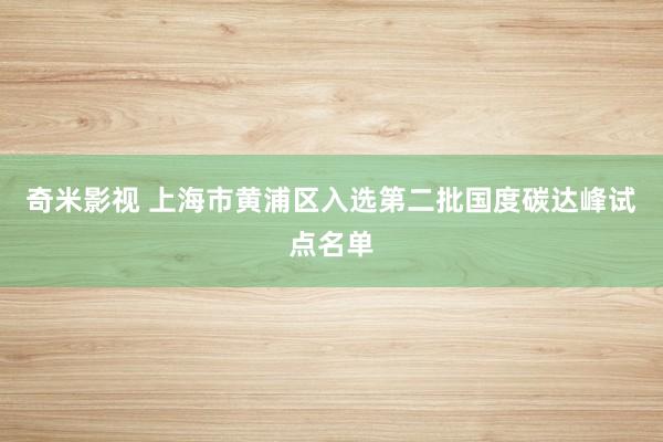 奇米影视 上海市黄浦区入选第二批国度碳达峰试点名单