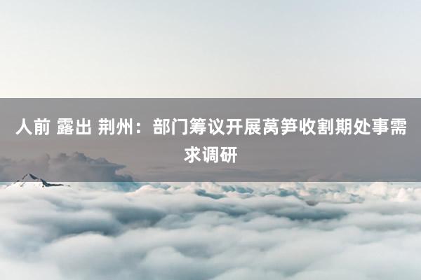人前 露出 荆州：部门筹议开展莴笋收割期处事需求调研