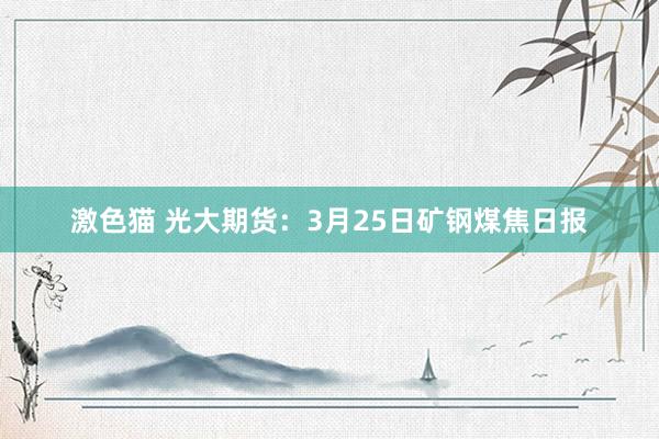 激色猫 光大期货：3月25日矿钢煤焦日报