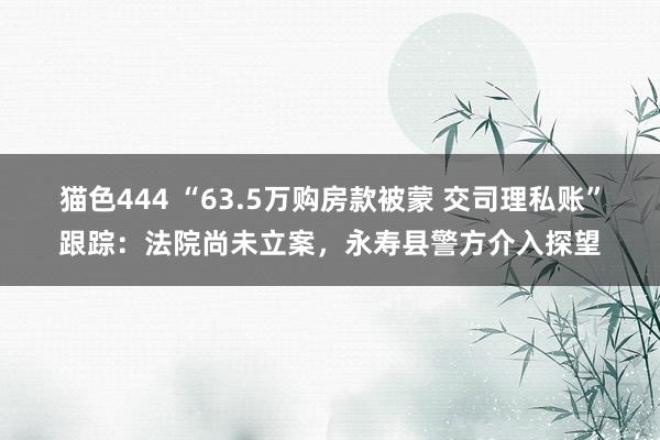 猫色444 “63.5万购房款被蒙 交司理私账”跟踪：法院尚未立案，永寿县警方介入探望