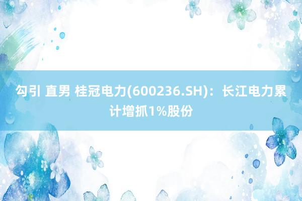 勾引 直男 桂冠电力(600236.SH)：长江电力累计增抓1%股份