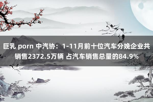 巨乳 porn 中汽协：1-11月前十位汽车分娩企业共销售2372.5万辆 占汽车销售总量的84.9%