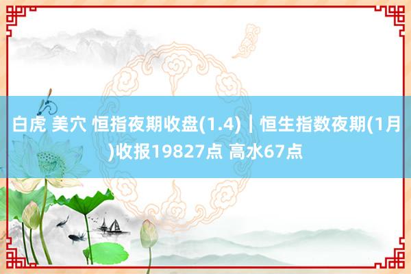 白虎 美穴 恒指夜期收盘(1.4)︱恒生指数夜期(1月)收报19827点 高水67点