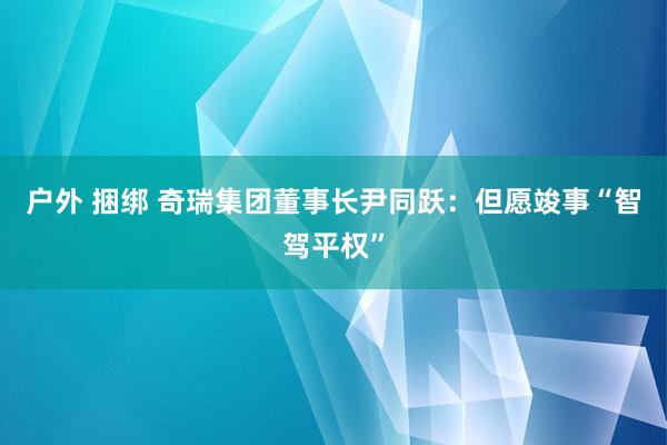 户外 捆绑 奇瑞集团董事长尹同跃：但愿竣事“智驾平权”