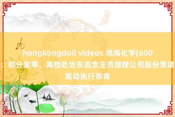 hongkongdoll videos 渤海化学(600800.SH)：部分董事、高档处治东说念主员增捏公司股份策动执行杀青