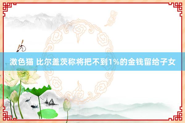 激色猫 比尔盖茨称将把不到1%的金钱留给子女