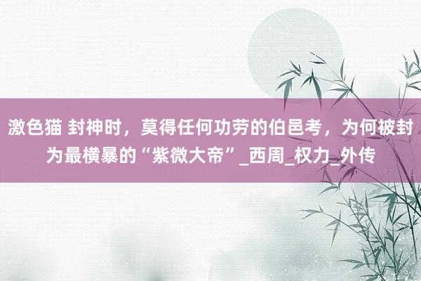 激色猫 封神时，莫得任何功劳的伯邑考，为何被封为最横暴的“紫微大帝”_西周_权力_外传