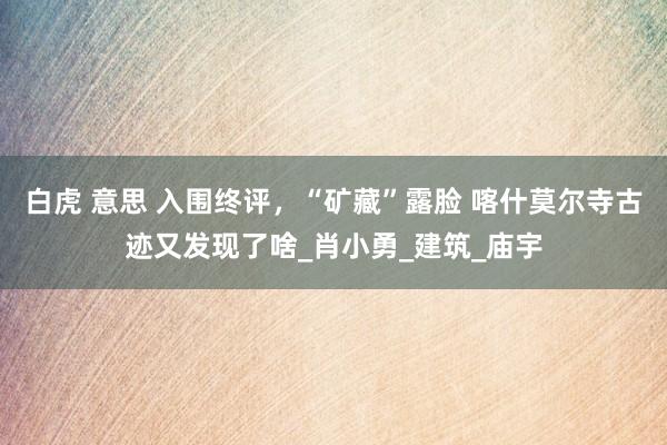 白虎 意思 入围终评，“矿藏”露脸 喀什莫尔寺古迹又发现了啥_肖小勇_建筑_庙宇
