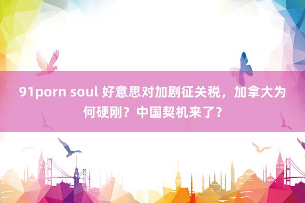 91porn soul 好意思对加剧征关税，加拿大为何硬刚？中国契机来了？