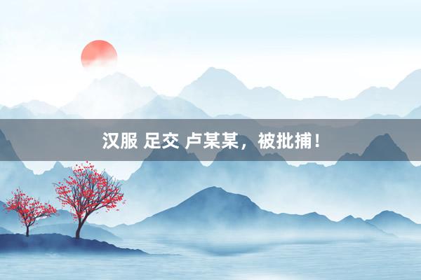汉服 足交 卢某某，被批捕！