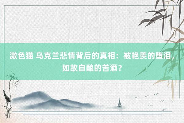 激色猫 乌克兰悲情背后的真相：被艳羡的堕泪，如故自酿的苦酒？