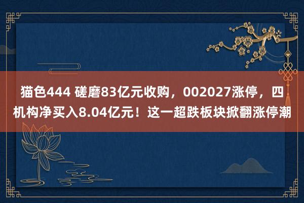 猫色444 磋磨83亿元收购，002027涨停，四机构净买入8.04亿元！这一超跌板块掀翻涨停潮