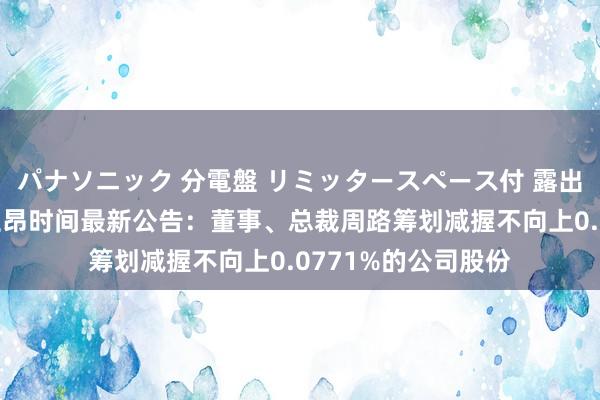 パナソニック 分電盤 リミッタースペース付 露出・半埋込両用形 立昂时间最新公告：董事、总裁周路筹划减握不向上0.0771%的公司股份