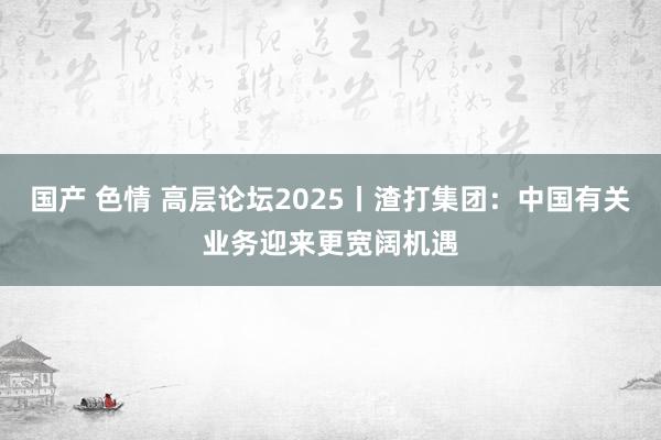 国产 色情 高层论坛2025丨渣打集团：中国有关业务迎来更宽阔机遇